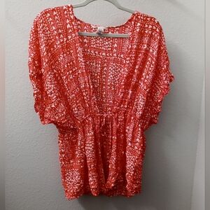 Victoria's Secret Red Patterned Women's Crinkle Top One Size